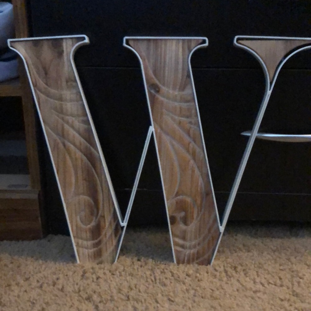 Wood/Metal “W” decor